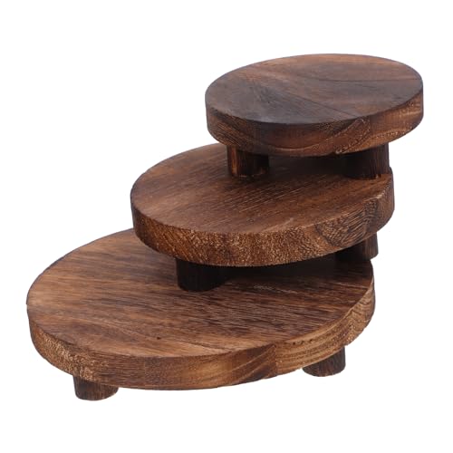 Mipcase 3piezas Soporte De De Madera Estante Redondo para Soporte para Jardín y Patio para Suculentas y