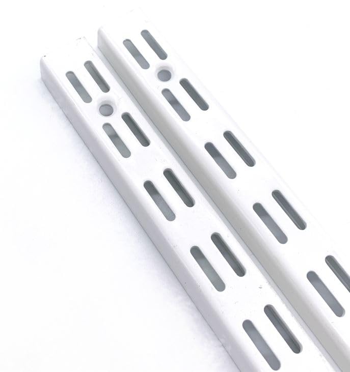 Twin Slot Shelving Uprights White - Wall Mounted Heavy Duty Steel Upright | Pack of 2-1600mm / 160cm