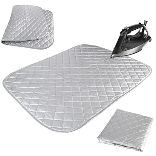 YYTECH Alfombrilla de planchado 55 x 60 cm, cojín de planchado para mesa, tabla de planchar, plegable, de algodón, resistente al calor, portátil, para viajes y otras superficies