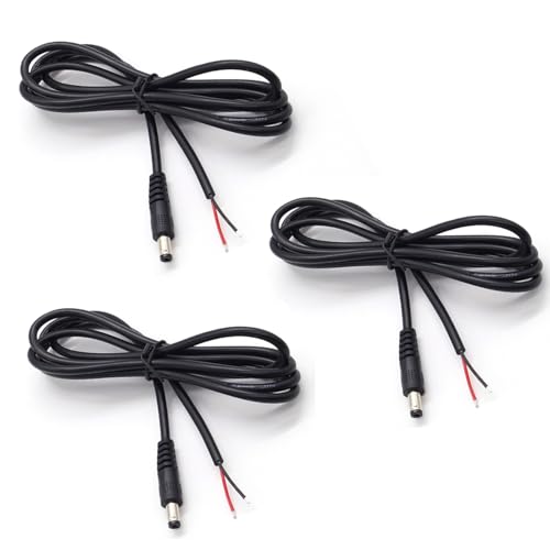 Extensión de cable CC 5525 de 2 pines y 1m, reparación fácil con puntas desnudas de 3A, pack de 3