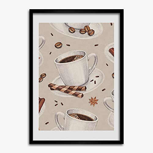 Affiche tableau décoratif 40x60 cm avec cadre en bois moderne Tulup tasse de café