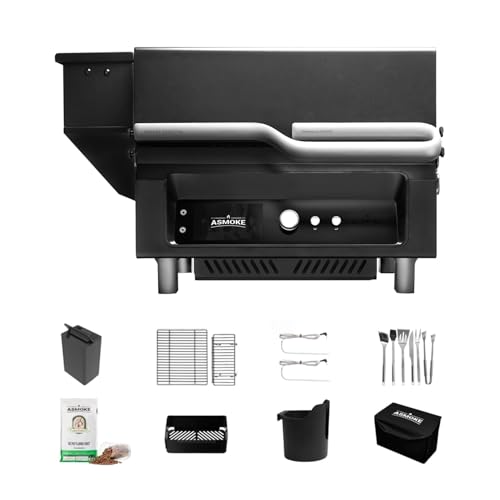 ASMOKE Essential Full Grilling Combo - Smart Portable Wood Pellet Grill & Smoker with 5" LCD Screen, 8-in-1 Grill, 8H Battery, Effortless Cleaning, Wi-Fi Smart Control,271 sq.in, Fit for Family BBQ