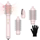 Rotating Hair Dryer Brush,3 in 1 Rotating Hot Air Brush,3 Heats and 2 Speeds Rotating Hair Dryer Spinning for Curl,Straight,Rotating Curling Brush with Detachable Brush(2' & 1.5')