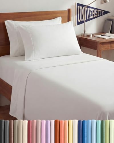 Image of Twin XL 4 Piece Sheet Set - College Dorm Room Essentials - White