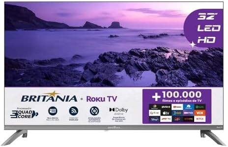 Smart TV 32" HD Britânia B32CRA Roku TV LED Wi-fi HDMI USB
