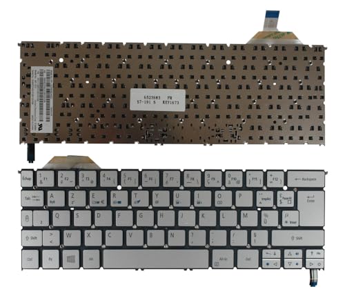 Keyboards4Laptops Francés Retroiluminada Plata Teclado de Repuesto para Ordenador portátil Compatible con Acer Aspire S7 392 5410