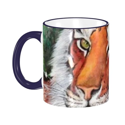 抽象虎絵画 アニメ マグカップ 陶器 マグ スープ マグカップ カップ コーヒーカップ ティーカップ Mug 330ml 磁器 耐熱 食器洗浄機対応 簡潔 人気 かわいい おしゃれ 両面プリント 家庭用 キチン用 プレゼント