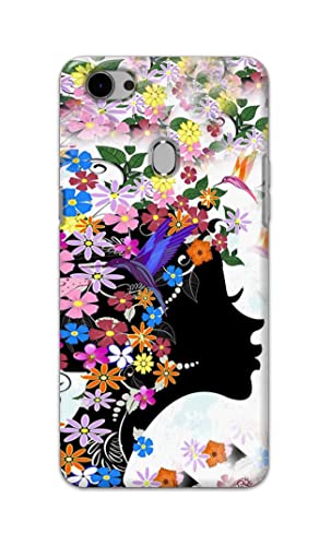 Image of Printed Hard Back Cover Case for Oppo F7 Back Cover (Floral Hairstyle Girl) -1803