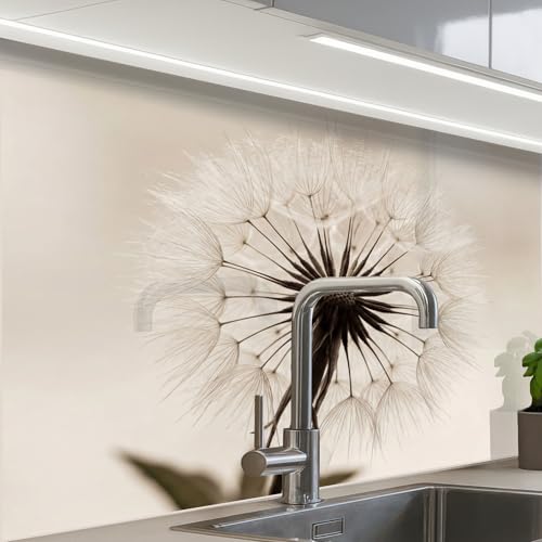 KitchenYeah© Credence Adhesive Pour Cuisine 60x80 cm Panneau Mural Adhesif Fond De Hotte Plaque Pvc Murale Peel And Stick Protege Mur Pissenlit - Minimaliste...