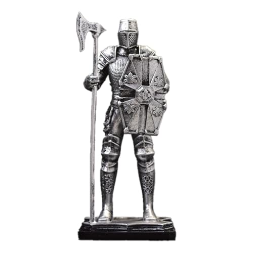 YORISMAL Decoración de caballero de plata, decoración creativa para sala de estar, oficina, armario de TV para el hogar, entrada, manualidades, figuras en estantes, estatua de caballero, hecha de