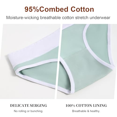 FANYOUNA Women's Cotton Bikini Brief Underwear Packs,Cute Breathable Hipster,Low Rise Panties for Ladies (US, Alpha, Large, Regular, Regular, 4-Pack Light Color)