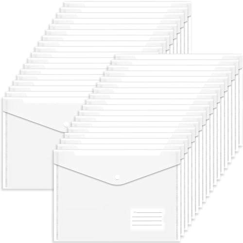 Pochette plastique transparent A4 perforée classeur enveloppe bouton pression x36