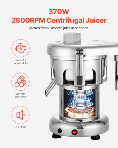 VBENLEM Commercial Juice Extractor Heavy Duty Juicer Aluminum Casting and Stainless Steel Constructed Centrifugal Juice Extractor Juicing both Fruit and Vegetable