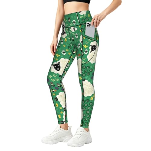 Leggings de mujer para uso diario y fitness con divertido diseño de oveja animada ZXERTG
