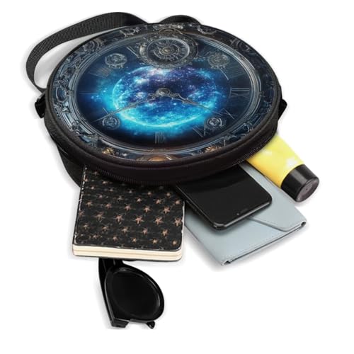 Image of Women Novelty Round Clock Shape Zippered Clock Purses for Women Tote Handbag Shoulder Bag, Gift for Mom Girlfriend