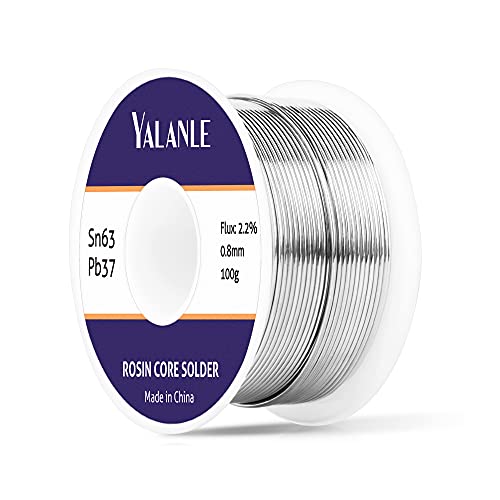 YALANLE 63/37 Solder Tin Lead Rosin Core Solder Wire For Electrical Soldering and DIY 0.22lbs(0.8mm/100g)