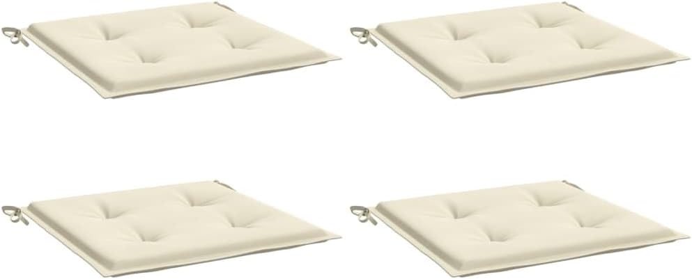 vidaXL Outdoor Living Garden Chair Cushions in Cream - 19.7"x 19.7"x 1.2" - Oxford Fabric with Foam Fiber Filling for Patio Furniture.