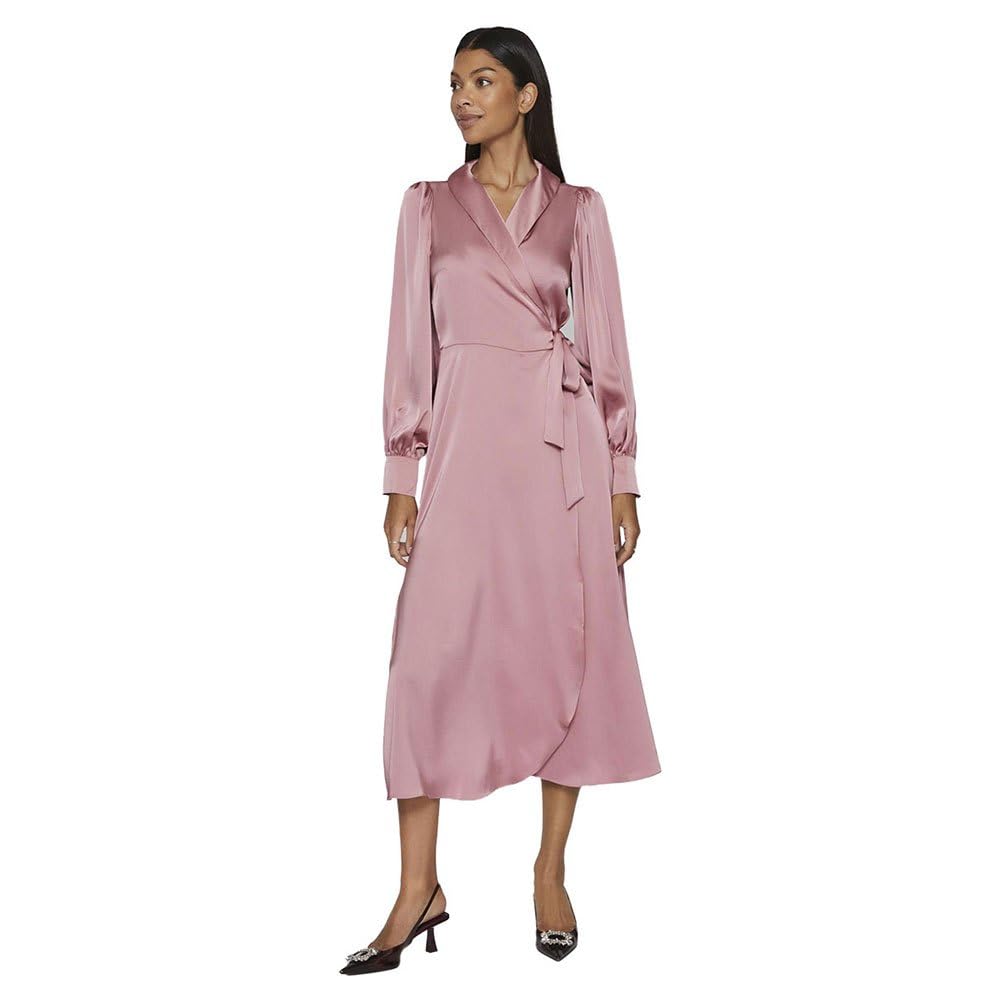 Vila Women's Vienna Ravenna L/S Ankle Wrap Dress-noos, Foxglove, 8