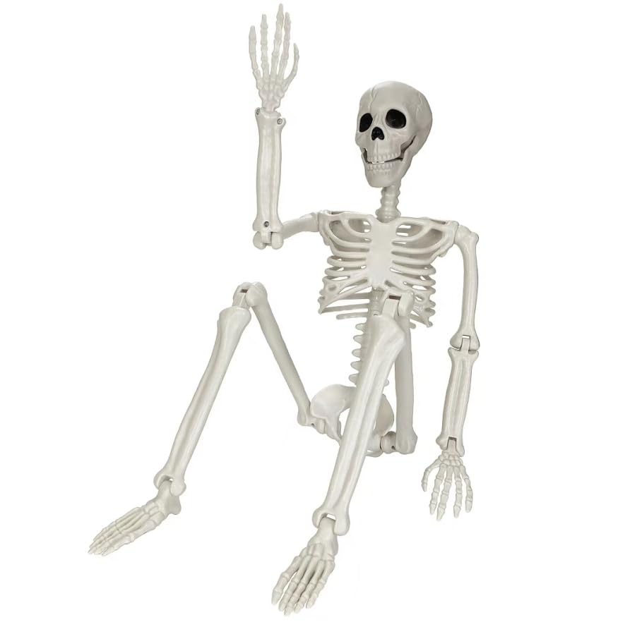 Halloween Skeleton Decorations,5.4FT Posable Human Skeleton Decorations for Halloween Party Decor, Haunted House Props Indoor Outdoor Decoration