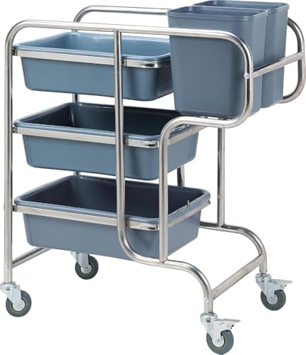 Carrito de servicio de 3 niveles con ruedas para ahorrar espacio en catering