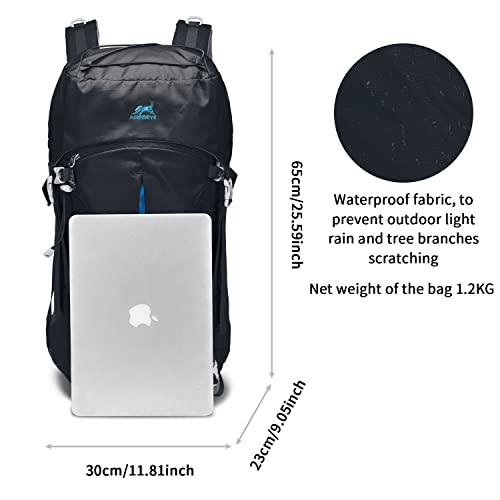 AMEISEYE 40L/50L/65L Lightweight Internal Frame Hiking Backpack Water Resistant Knapsack with Rain Cover for Camping Travel Trekking Climbing Backpacking Outdoor Adventure