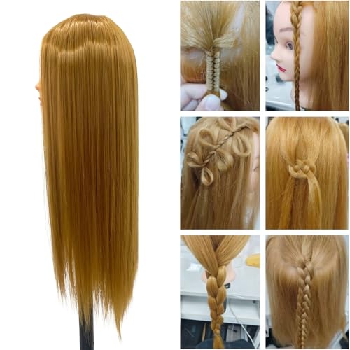 2634-2834 light auburn hair mannequin head practicing braiding cosmetology mannequin head with hair for styling training head for group practice braids skills and have fun