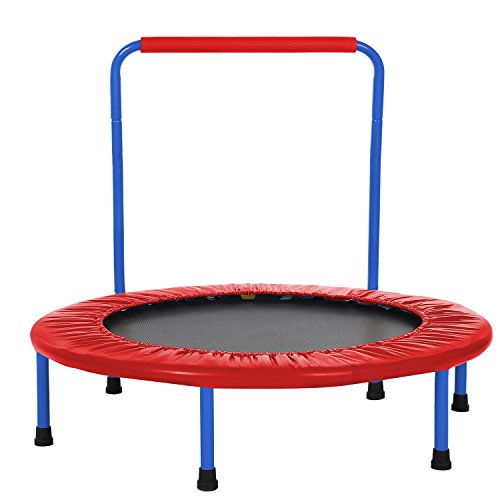 ANCHEER Trampoline pour enfants 91,4 cm avec barre de poignée, pliable pour adultes ou enfants (rouge)
