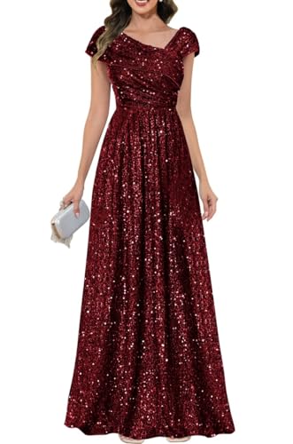Robe de bal étincelante pour mariage et soirée de gala chic avec sa coupe longue en A et décolleté V