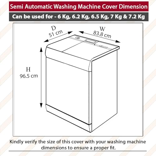 Image of The Furnishing Tree Polyester Waterproof Semi Automatic Washing Machine Cover Compatible for Whirlpool 6 Kg, 6.2 Kg, 6.5 Kg, 7 Kg & 7.2 Kg, DxWxH In Cms: ( 51x83.8x96.5 ), Coffee