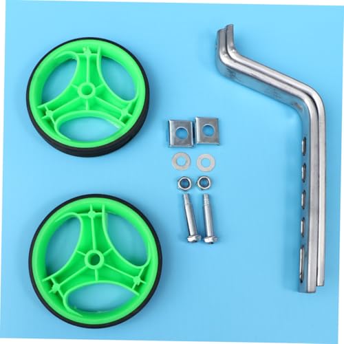 Ruedas de entrenamiento Toyvian para bicicleta, juego auxiliar con soporte, ruedas estabilizadoras silenciosas de 12 a 20 pulgadas para niño y niña, accesorios de ciclismo verdes para aprender a montar miniatura 6