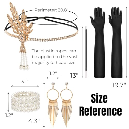 Image of Hiceeden 1920s Flapper Accessories Set, Roaring 20s Great Gatsby Costume