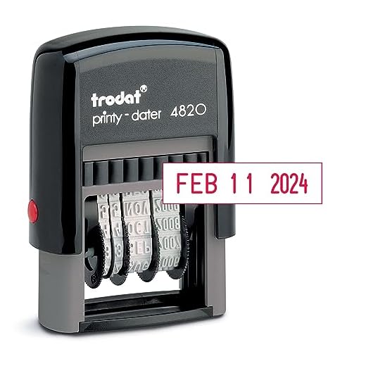 Trodat Self Inking Date Stamp Printy 4820, Months in Letters, US Format in MMM-DD-YYYY - Impression Red, 3/8” x 1-¼”