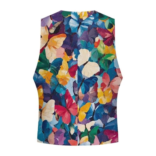 Abstract Butterflys Pattern Casual Suit Vest for Men Formal Business Dress Regular Fit Waistcoat Tuxedo4