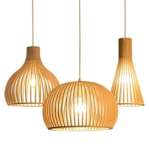 Suspension en bois créative Journal simplifié Abat-jour Plafonnier Lustre Plafonnier Luminaire Suspendu Pour Salle À Manger, Salon, Chambre, Modèle 1