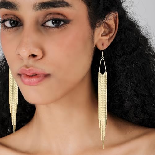 Tassel Earrings Long Tassel Dangle Drop Earrings for Woman Silver/Gold Boho Linear Tassel Drop Dangling Chain Earrings Wedding Bridesmaid Jewelry2