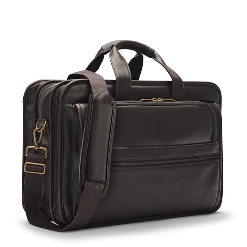 Solo New York Briefcase - Laptop Carrying Bag for Women & Men, Brief for Travel & Work, Padded Shoulder Strap, Premium Leather Body, Fits 15.6