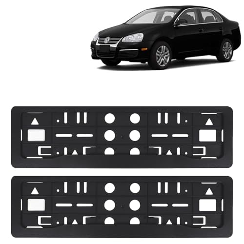 Image of KINGSWAY Jetta Car Number Plate Frames for All 2006 to 2011 Models of Volkswagen Car Registration Plate Holders, Black Licence Plate Covers (Front and Rear), Universal Size 51.5 x 14.5 cm