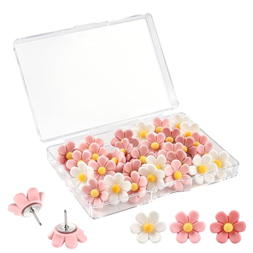 30 punais Forme De Fleurs Décoratives Murales Liège, Tableau Carton Punais Mignonne Punaises Amusante pour Tableaux à épingles Carton pour Accrocher des...