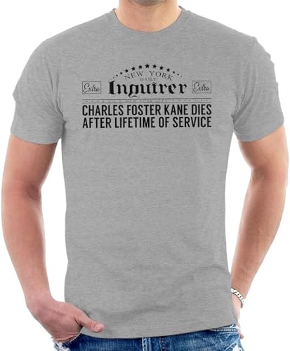WWX9NLEE Citizen Kane New York Daily Inquirer Headline Men's T-Shirt Manches Courtes(Large)