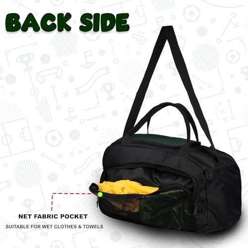 Image of Whackk Arnold 40L Gym & Sports Duffle Bag | Workout, Training & Travel Kitbag with Separate Shoe & Wet-Dry Pocket | Unisex | Lightweight | Made in India (Green Black)