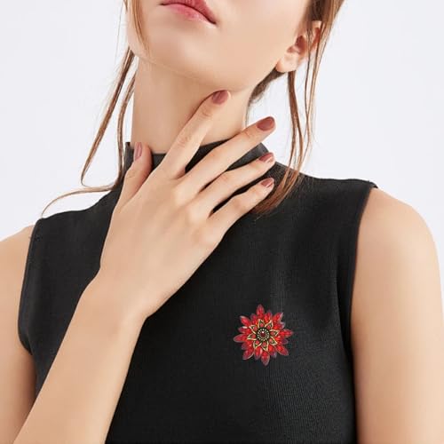 Image of Large Crystal Flower Brooch Pin for Women Red purple pink green Rhinestone Flower Lapel Pin Wedding Party Birthday Dance Banquet Dress Suit Ceremony Clothes Hat Bag Accessories Jewelry