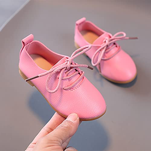 Toddler Sport Shoes Summer And Autumn Fashion Cute Girls Casual Shoes Solid Color Round Toe Lace (Pink, 10.5-11 Years)4