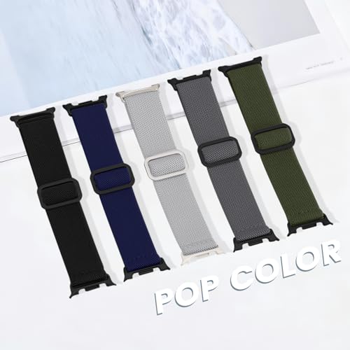 Image of Acextro 5 Pack Stretchy Bands Compatible with Samsung Galaxy Watch 7 6 5 4 FE Band 40mm 44mm 45mm /Watch 6 4 Classic 4 42mm 46mm 43mm 47mm /Active 2, 20mm Water-Resistant Elastic Nylon Sport Strap