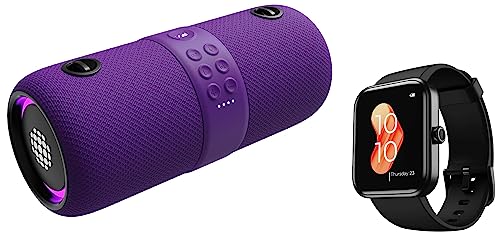 Image of boAt Stone 1200 14W Bluetooth Speaker with Upto 9 Hours Battery, RGB LEDs & Xtend Smartwatch with Alexa Built-in, 1.69 inch HD Display