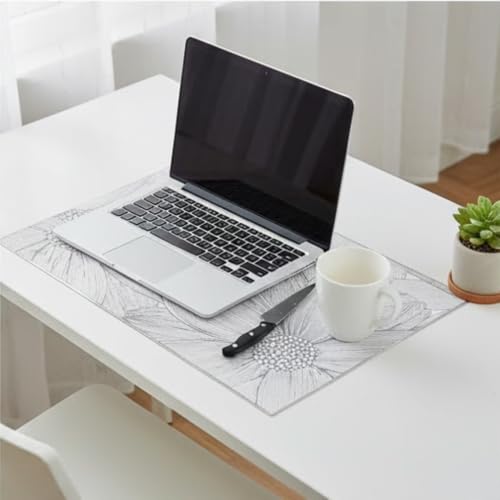 Image of HomeCloud Rectangular Waterproof Dining Table Placemats | Strong & Easy-Clean Table Mat for Dining, Center & Bedside Table | Protects from Spills, Heat & Scratches (Two Flower Silver, Set of 6)