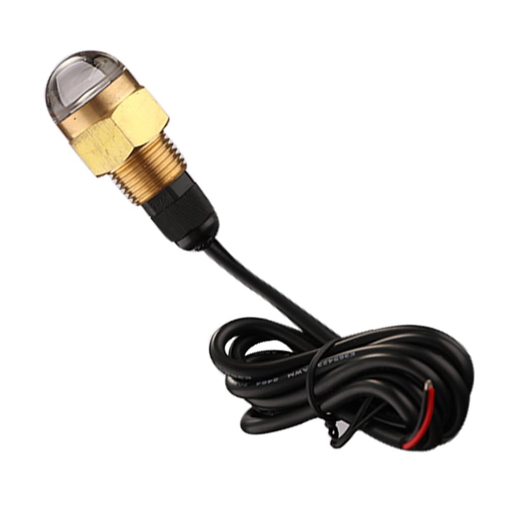 Lámpara LED subacuática para marino de 12 V, latón y vidrio, tapón de drenaje azul, accesorio de NPT de 1/2 pulgada