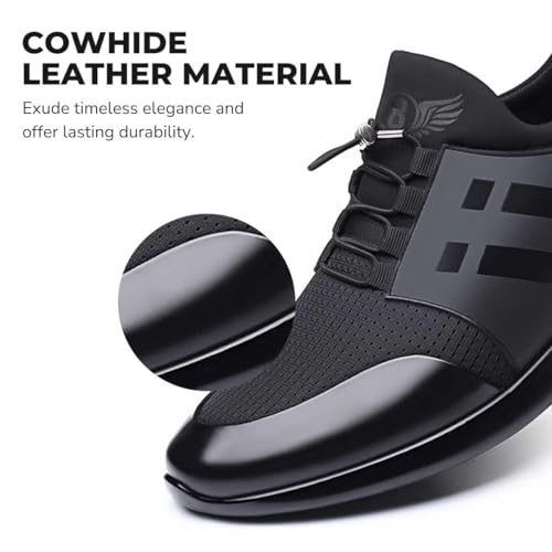 Men's Height Increasing Elevator Shoes Leather Knitted Slip-on Fashion Sneakers 2.36 Inches Taller4