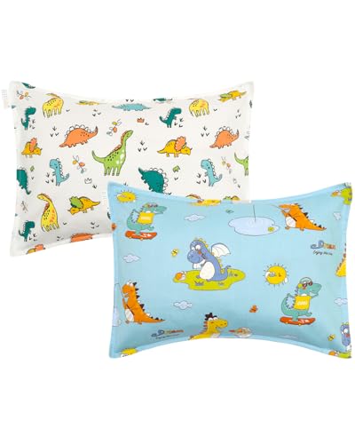 Image of ALVABABY Toddler Pillowcases 2 Pack Organic Cotton Fit 13 inchx 18 inch or 12 inchx16 inch Kids Pillow Cover Envelope for Girl Boy Travel(Pillowcase Only)