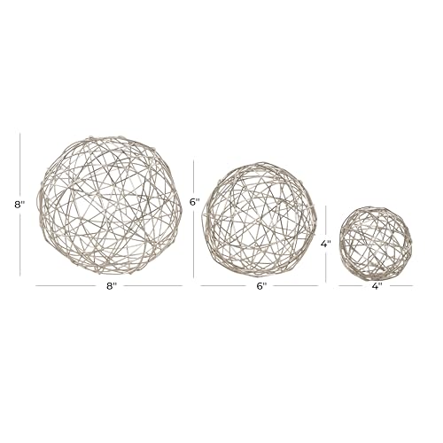 Set de 3 figuras decorativas geométricas de metal plateado miniatura 6