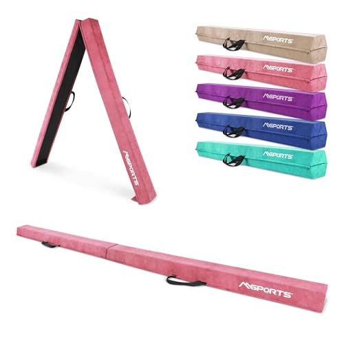 MSPORTS faltbarer Schwebebalken Premium 15×6cm 240/270/300cm Balance-Beam aus EVA Klappbar & Rutschfest Gymnastik- & Turnbalken für Kinder & Erwachsene 5 Farben (Rosa 270 cm)